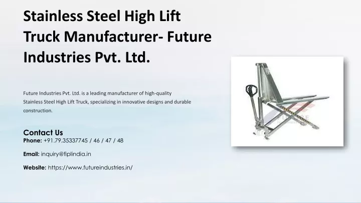 stainless steel high lift truck manufacturer