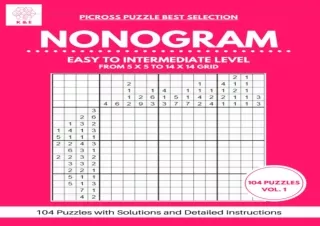 [✔ PDF READ ✔] Free Nonogram Puzzle Book with 100+ Easy to Intermediate Puzzles: Griddlers