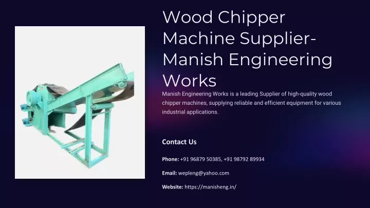 wood chipper machine supplier manish engineering