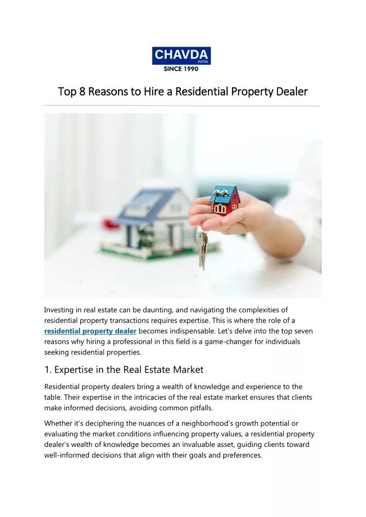 top 8 reasons to hire a residential property