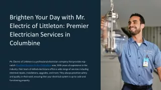 Brighten Your Day with Mr. Electric of Littleton Premier Electrician Services in Columbine