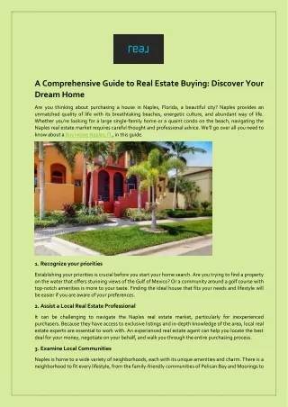 Find Your Dream Home and Buy in Naples, FL