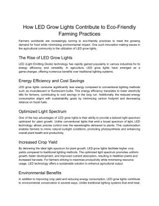 how led grow lights contribute to eco friendly