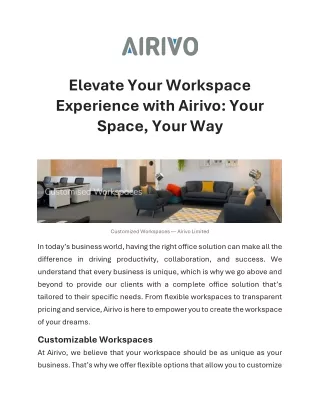 Elevate Your Workspace Experience with Airivo: Your Space, Your Way