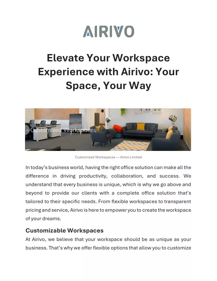 elevate your workspace experience with airivo