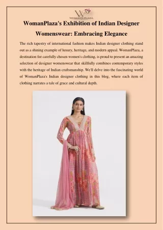 WomanPlaza's Exhibition of Indian Designer Womenswear Embracing Elegance