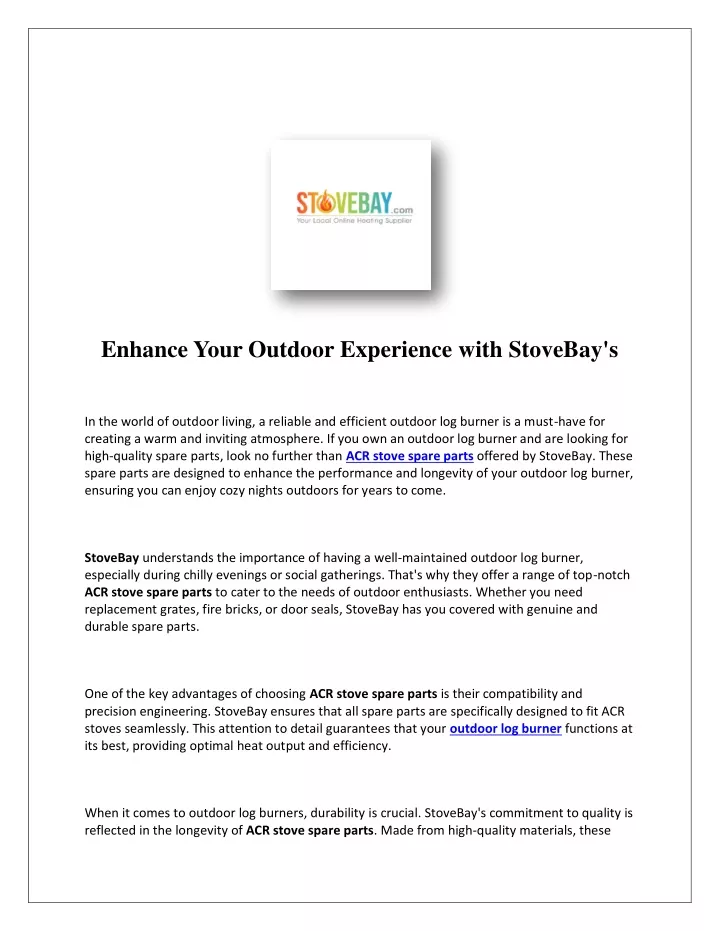 enhance your outdoor experience with stovebay s