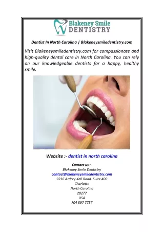 Dentist In North Carolina  Blakeneysmiledentistry.com