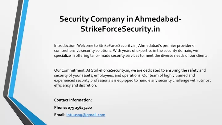 security company in ahmedabad strikeforcesecurity in