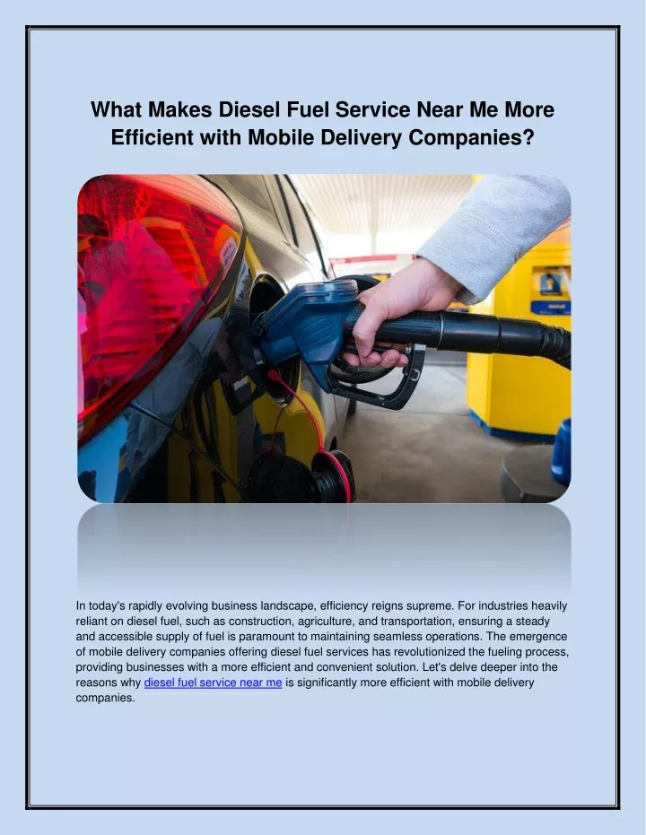 what makes diesel fuel service near me more