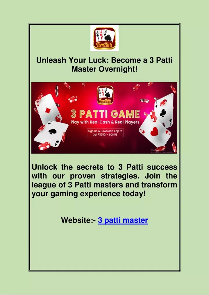 unleash your luck become a 3 patti master