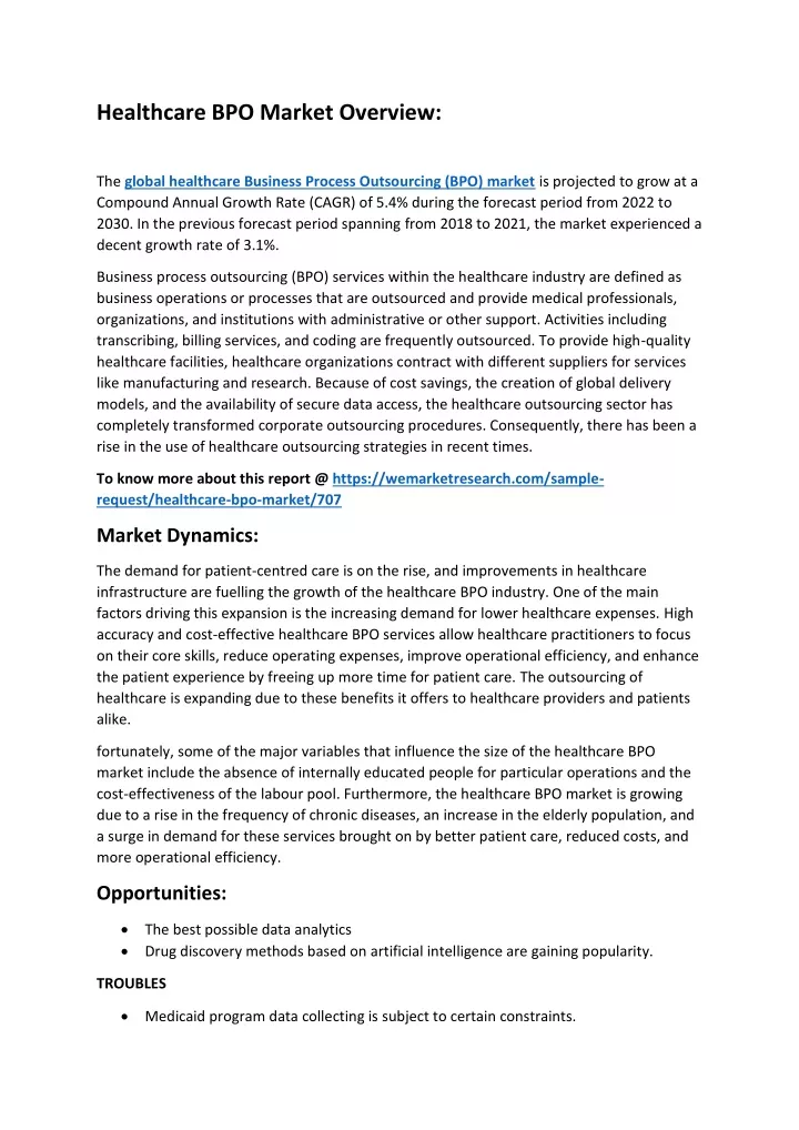 healthcare bpo market overview