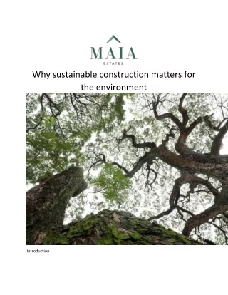 Why sustainable construction matters for the environment | MAIA Estates