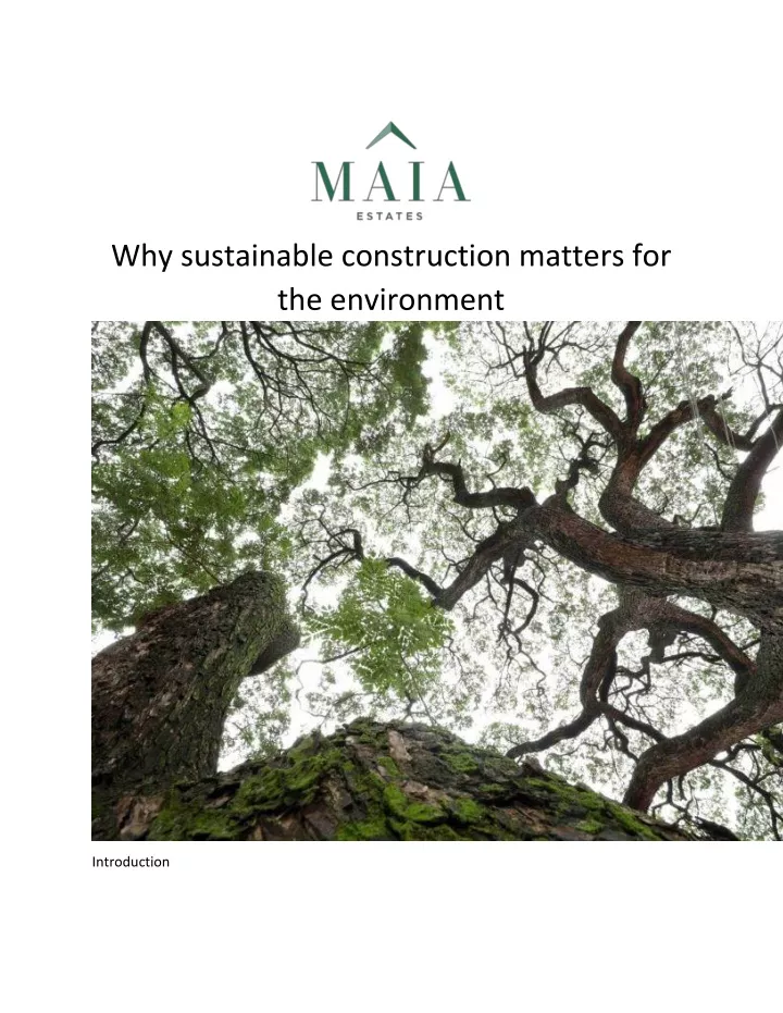why sustainable construction matters