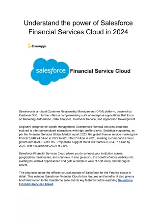 Understand the power of Salesforce Financial services Cloud in 2024