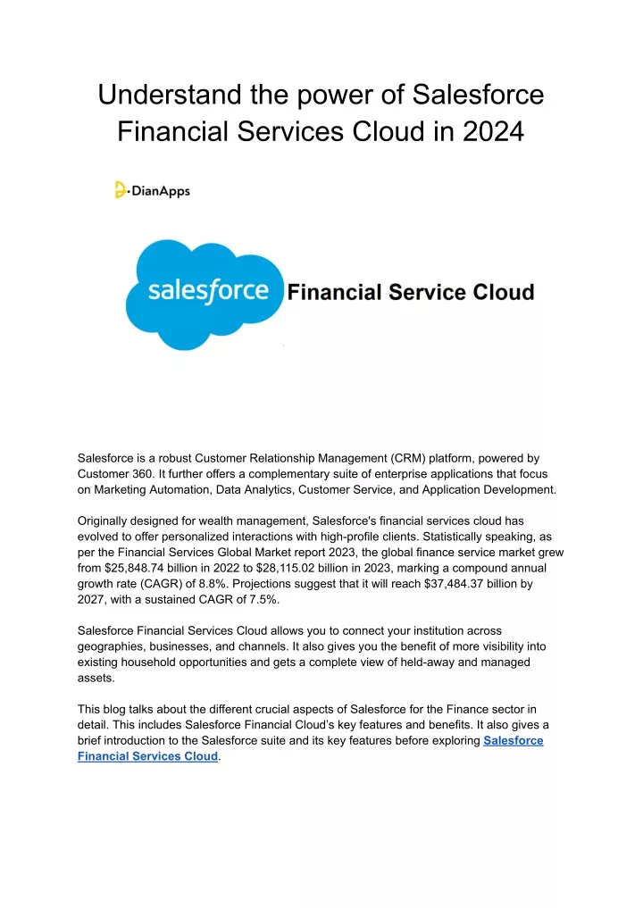 understand the power of salesforce financial