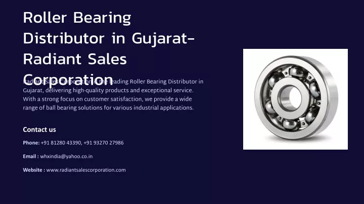 roller bearing distributor in gujarat radiant