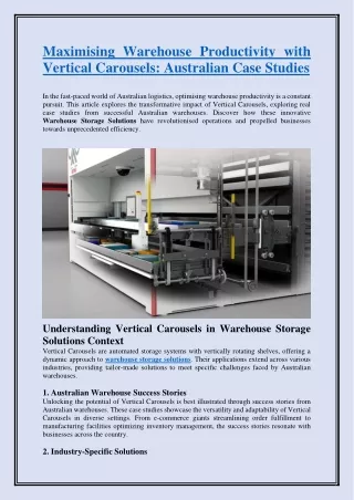 Maximising Warehouse Productivity with Vertical Carousels
