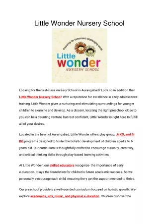 Little Wonder Nursery School