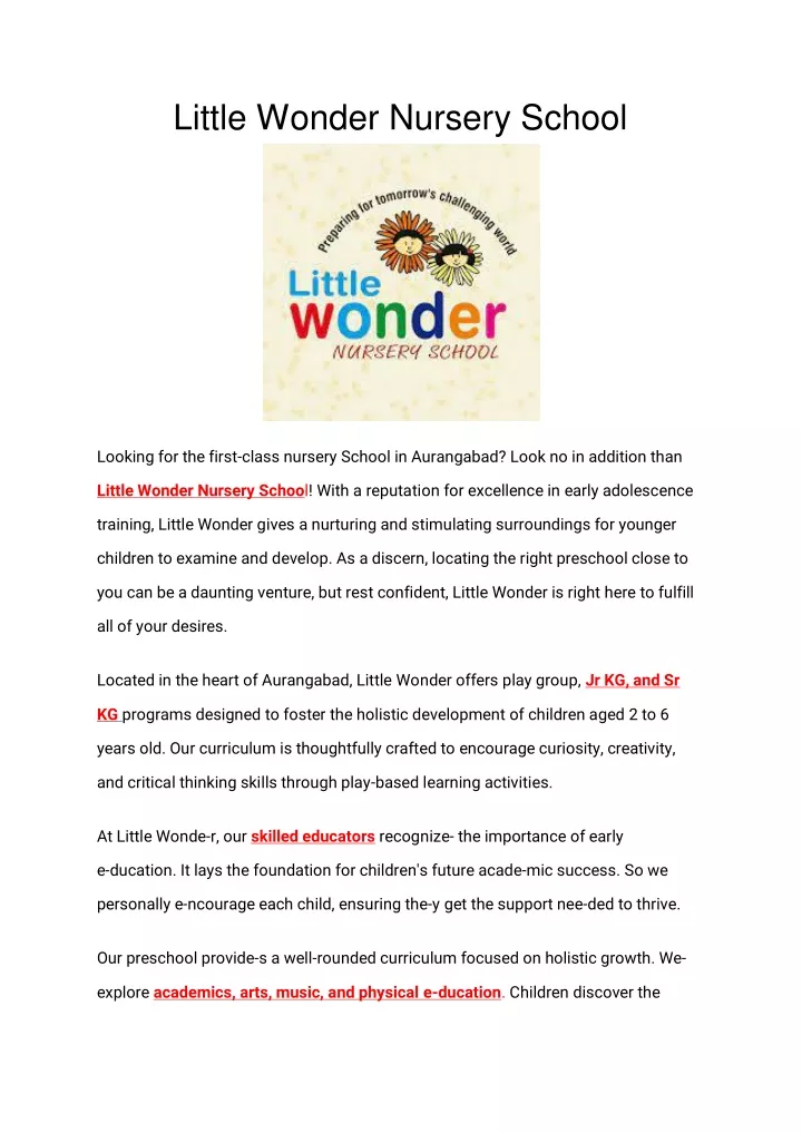 little wonder nursery school