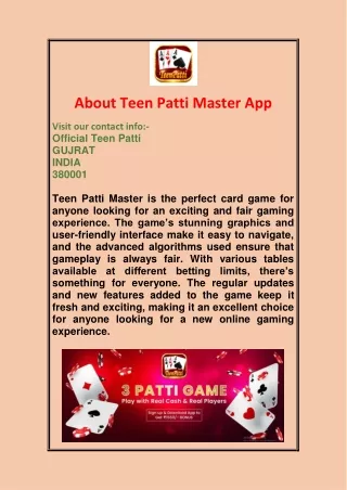 Unleash the Thrill: Teen Patti Master Download for Ultimate Card Gaming