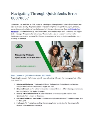 navigating through quickbooks error 80070057