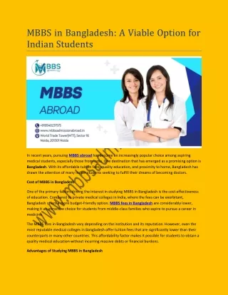 MBBS in Bangladesh A Viable Option for Indian Students