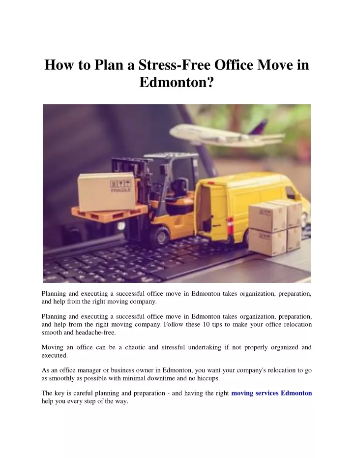 how to plan a stress free office move in edmonton