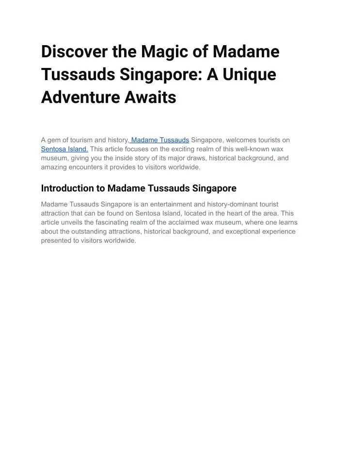 discover the magic of madame tussauds singapore