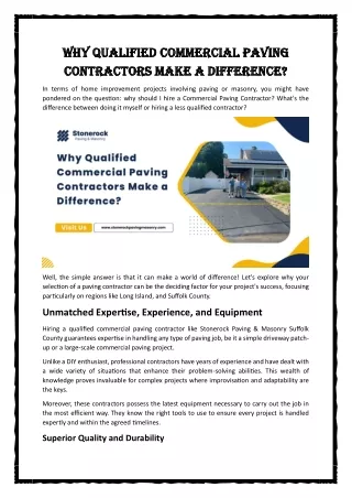 Why Qualified Commercial Paving Contractors Make a Difference