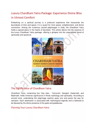Luxury Chardham Yatra Package Experience Divine Bliss in Utmost Comfort