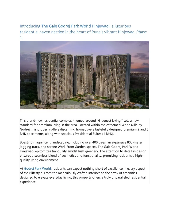 introducing the gale godrej park world hinjewadi