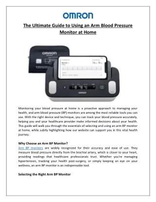 The Ultimate Guide to Using an Arm Blood Pressure Monitor at Home
