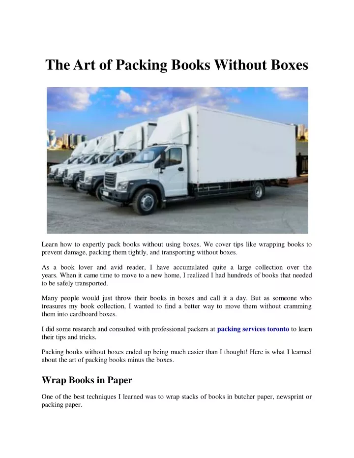the art of packing books without boxes
