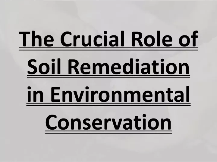the crucial role of soil remediation in environmental conservation