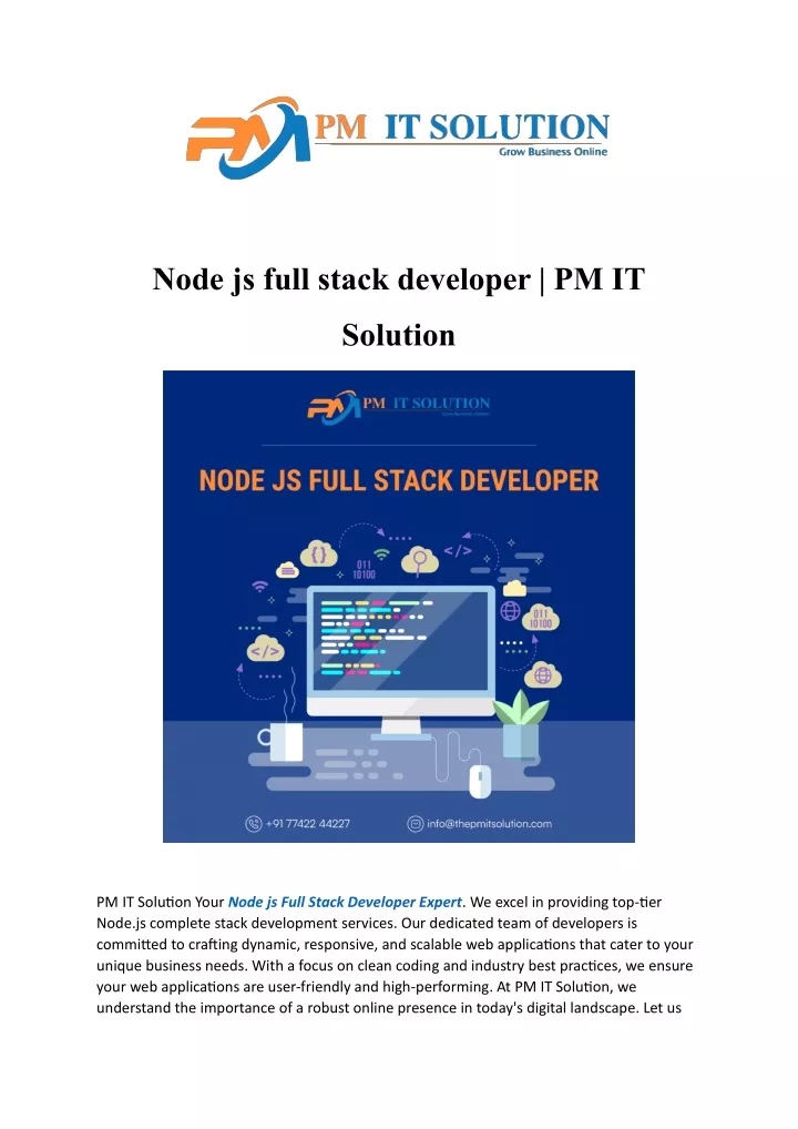 node js full stack developer pm it