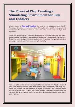 Environment for Kids and Toddlers