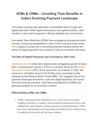 ATMs & CRMs – Unveiling Their Benefits in India’s Evolving Payment Landscape - AGS India