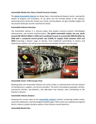 automobile market size share growth forecast