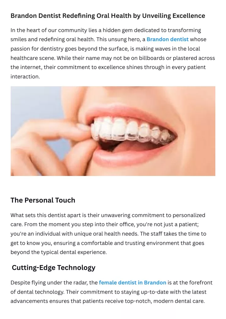 brandon dentist redefining oral health