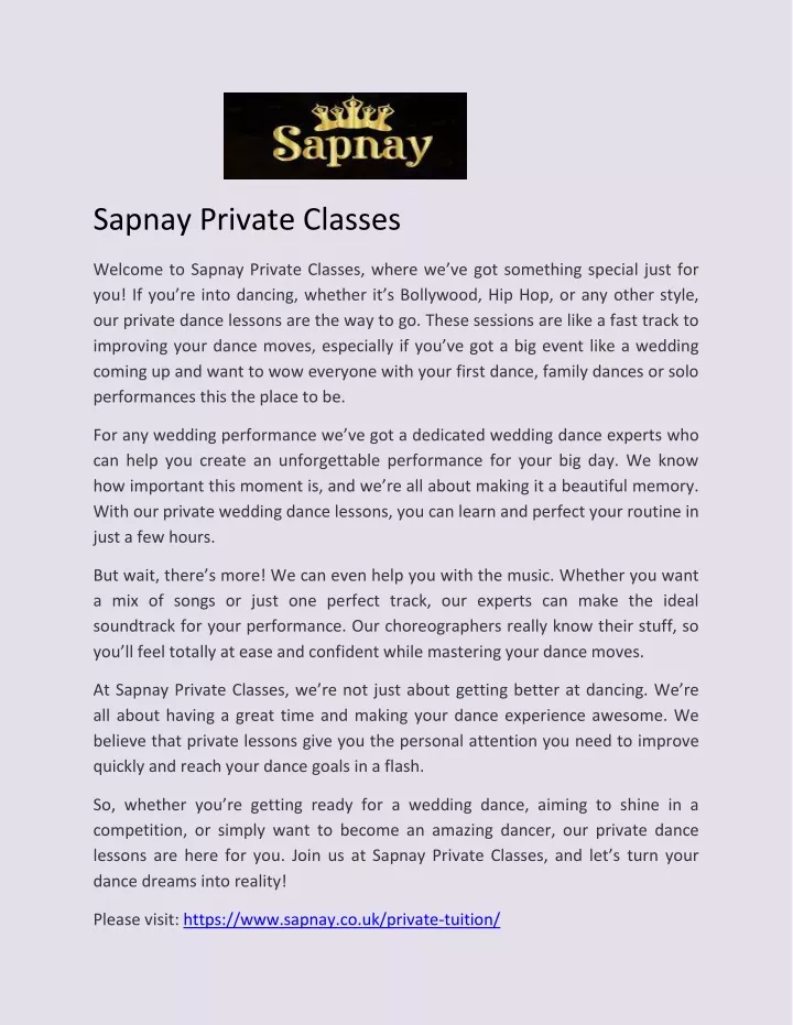 sapnay private classes
