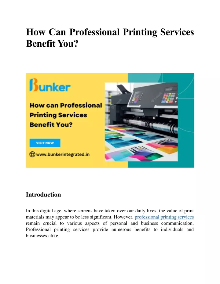 how can professional printing services benefit you