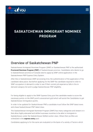 Saskatchewan Immigrant Nominee Program