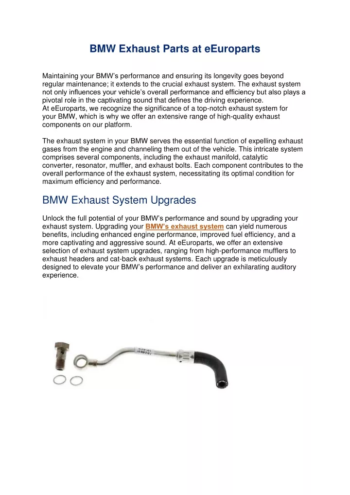 bmw exhaust parts at eeuroparts