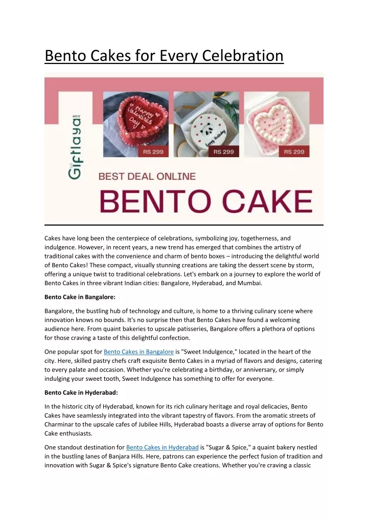 bento cakes for every celebration