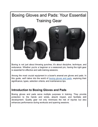 Boxing Gloves and Pads-Your Essential Training Gear
