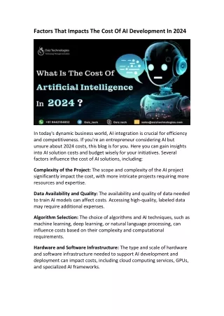 factors that impacts the cost of ai development
