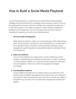How to Build a Social Media Playbook