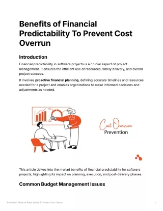 Benefits of Financial Predictability To Prevent Cost Overrun