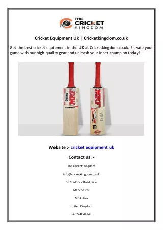 Cricket Equipment Uk Cricketkingdom.co.uk